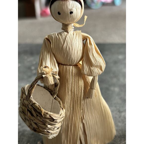 3 Vtg Corn Husk Doll, Folk Art 6” Figures - Picture 3 of 14